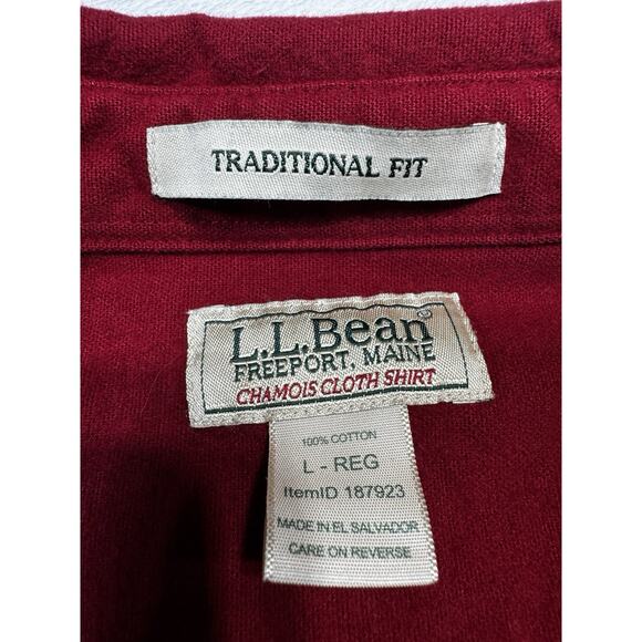 LL Bean Chamois Cloth Shirt Cranberry Red L Reg Traditional Fit 100% Cotton - Picture 2 of 6